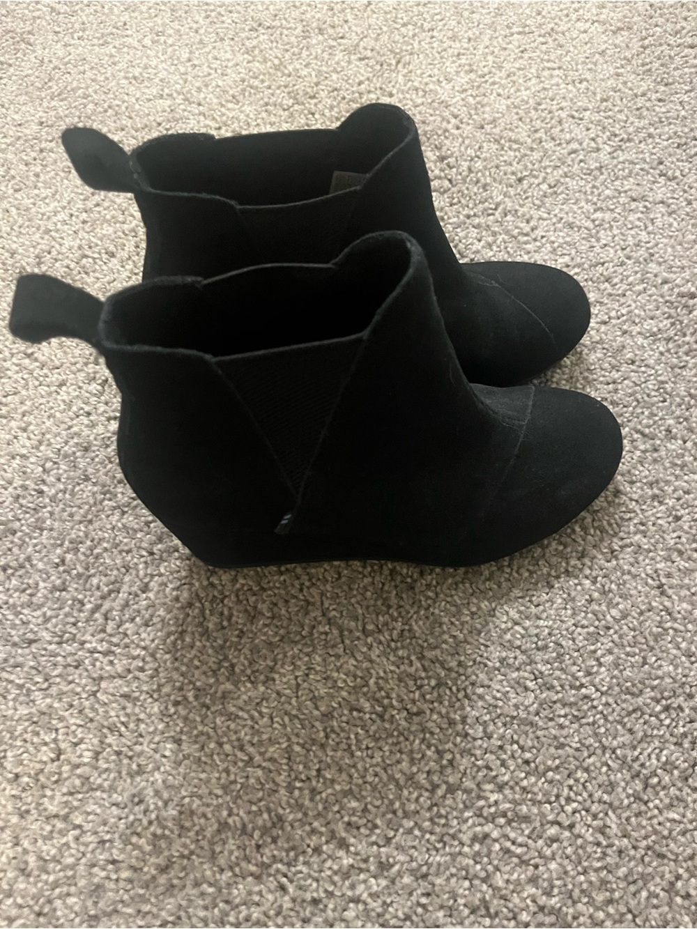 Toms Black Suede Wedge Ankle Booties